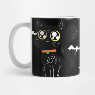 Happy Halloween - Black Big Eyed Cat Mug